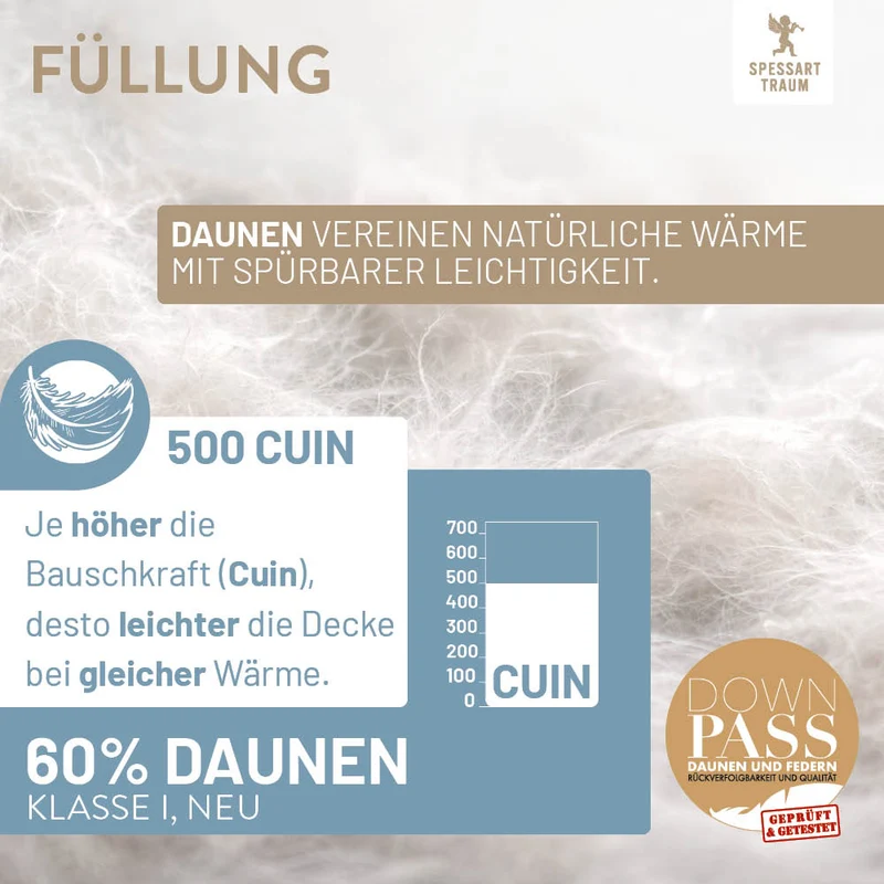 Daunenbettdecke Blue, 60 % Daunen / 40 % Federn
