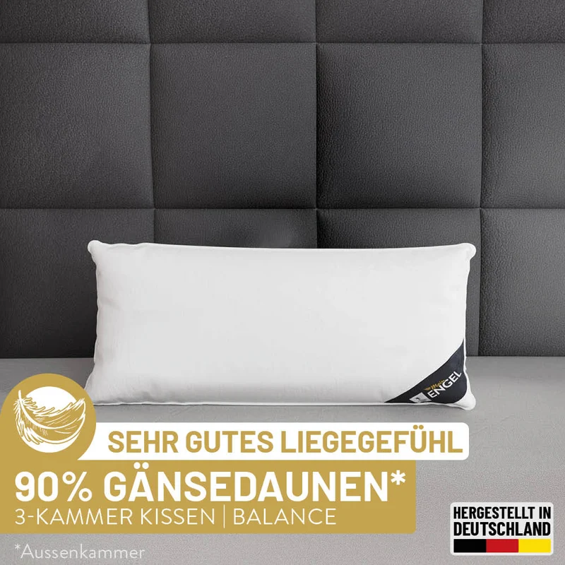 3-Kammer Gänsedaunenkissen Mein Engel, 90 % Gänsedaunen / 10 % Gänsefedern (Außen)