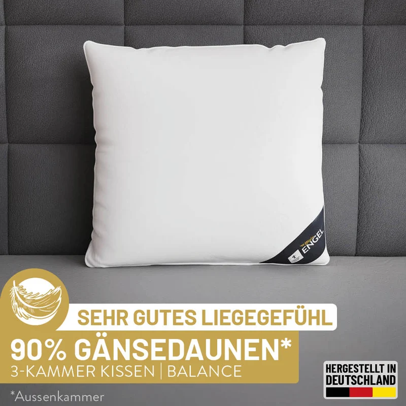 3-Kammer Gänsedaunenkissen Mein Engel, 90 % Gänsedaunen / 10 % Gänsefedern (Außen)
