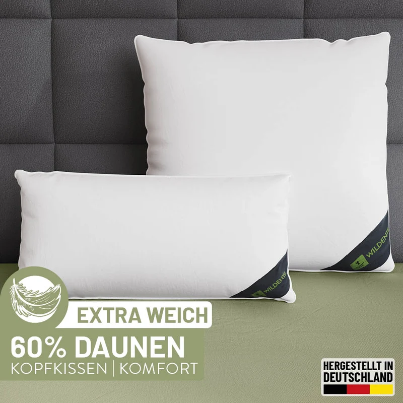 Daunenkissen Wildente, 60 % Daunen / 40 % Federn