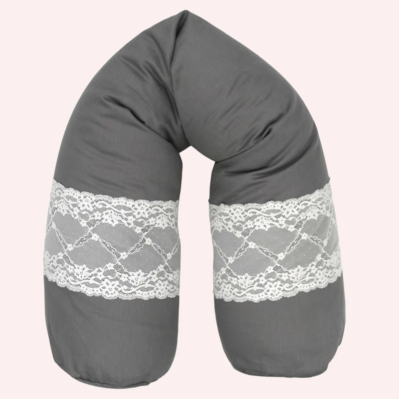 Sale Kleines Bio Stillkissen Grey mit Spitze