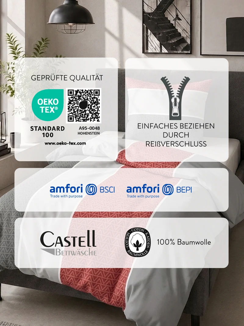 Castell Baumwoll Edelflanell Bettwäsche – Chili (0080447)