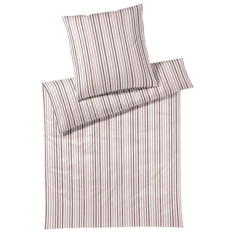 Bettwäsche Interlock Jersey Waterstripe Natur mit Streifenmuster 135 x 200 cm