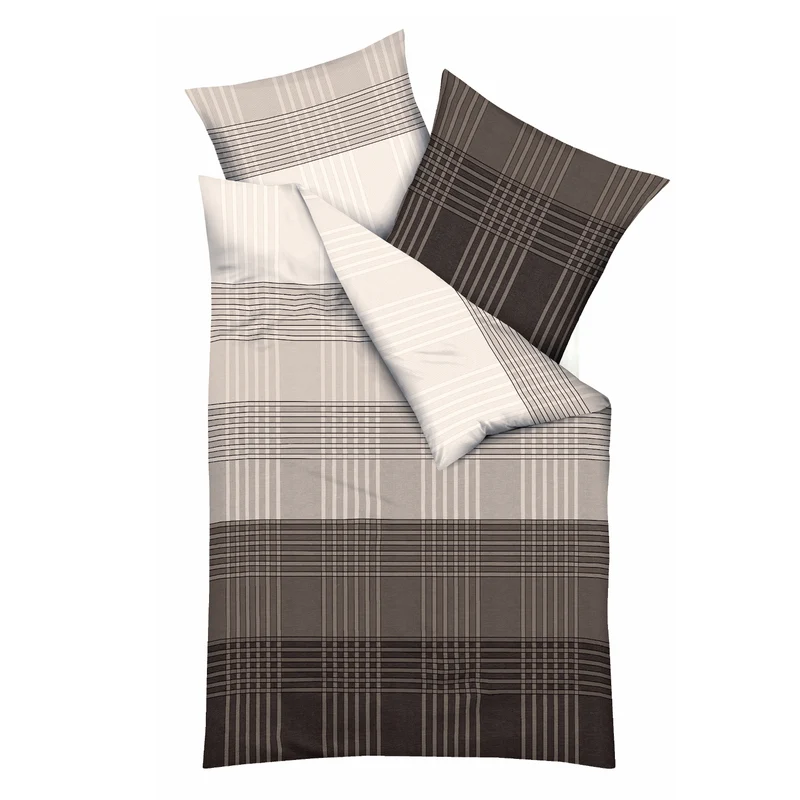 Bettwäsche Kaeppel Biber 423-516 Zones kariert kaffee taupe 155x220