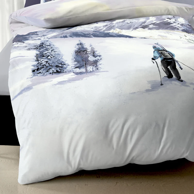 Bettwäsche Kaeppel Biber 421-575 Winter Wanderer mauve schnee 135x200