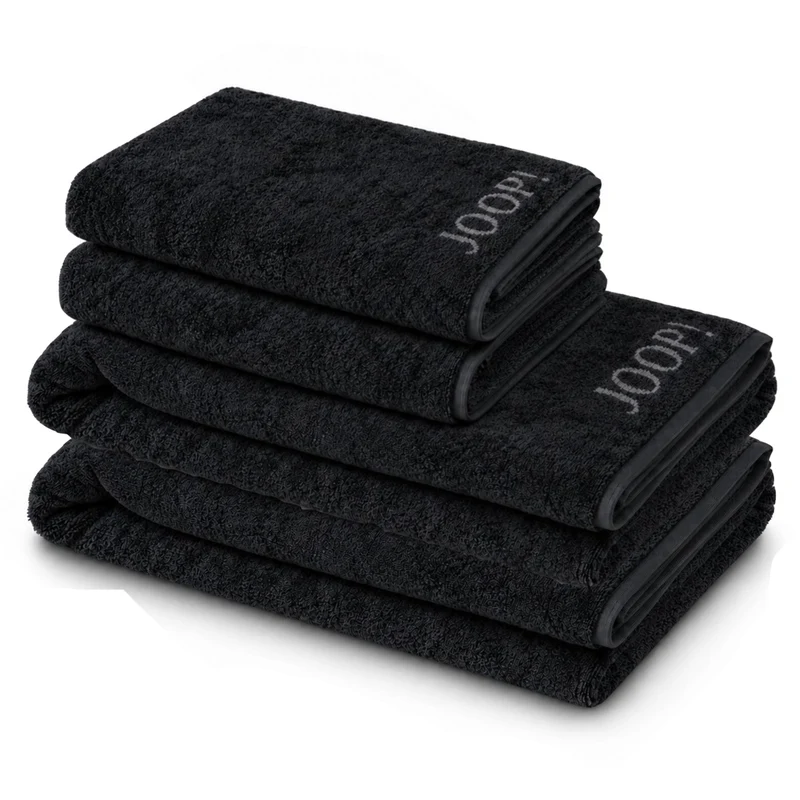 JOOP! Handtuch Duschtuch Set 4-teilig 1600-90 Classic schwarz anthra.