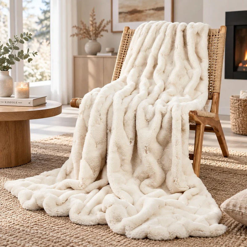 Star Home Wohndecke Felldecke Webpelz Rhombus creme 150x200
