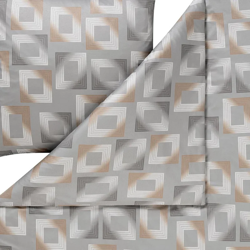 Bettwäsche Interlock Jersey Heiko Grau mit geometrischem Muster 155 x 220 cm