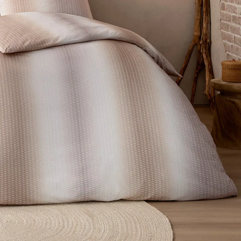 Bettwäsche Interlock Jersey Caspian Natur mit Streifenmuster 135 x 200 cm
