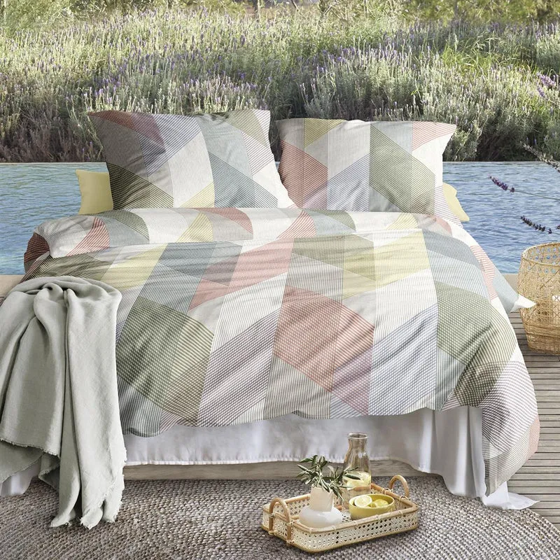 Bettwäsche Mako Satin Wave Mehrfarbig mit Streifenmuster 135 x 200 cm