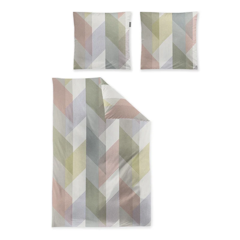 Bettwäsche Mako Satin Wave Mehrfarbig mit Streifenmuster 135 x 200 cm