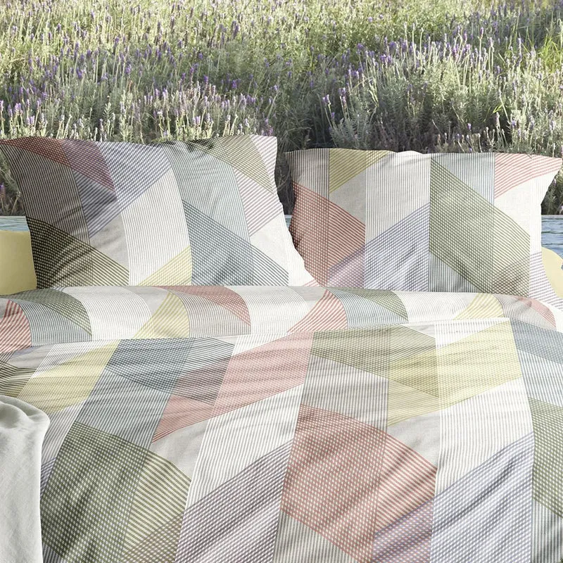 Bettwäsche Mako Satin Wave Mehrfarbig mit Streifenmuster 135 x 200 cm