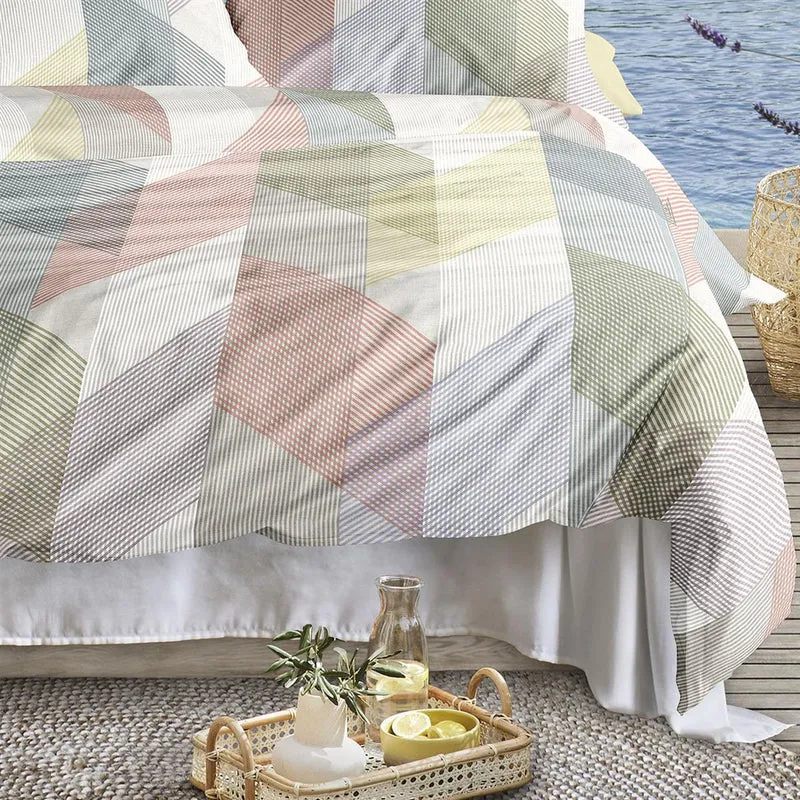 Bettwäsche Mako Satin Wave Mehrfarbig mit Streifenmuster 135 x 200 cm