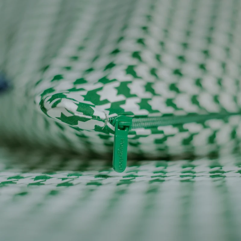 Kussenslopen | Katoen Satijn | Houndstooth Green | Set van 2