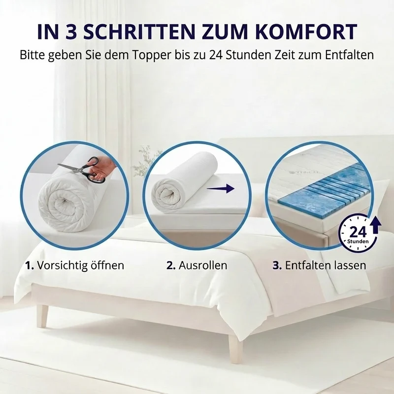 Premium Gelschaum Topper 8cm Luxus Liegekomfort mit 7 Zonen
