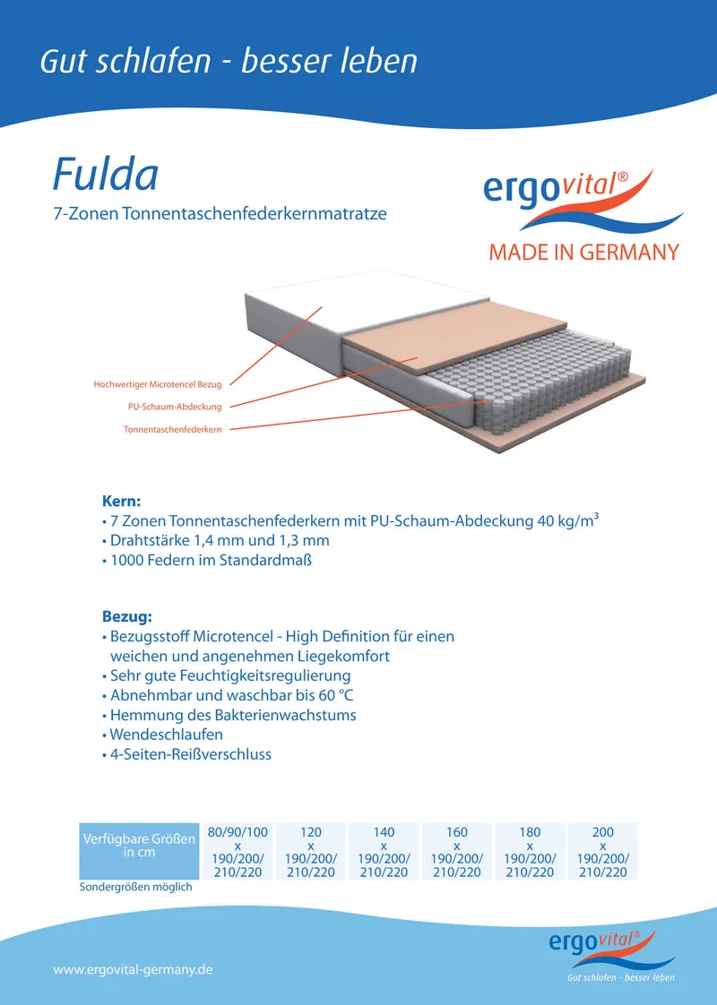 Tonnentaschenfederkern Matratze ergovital fulda