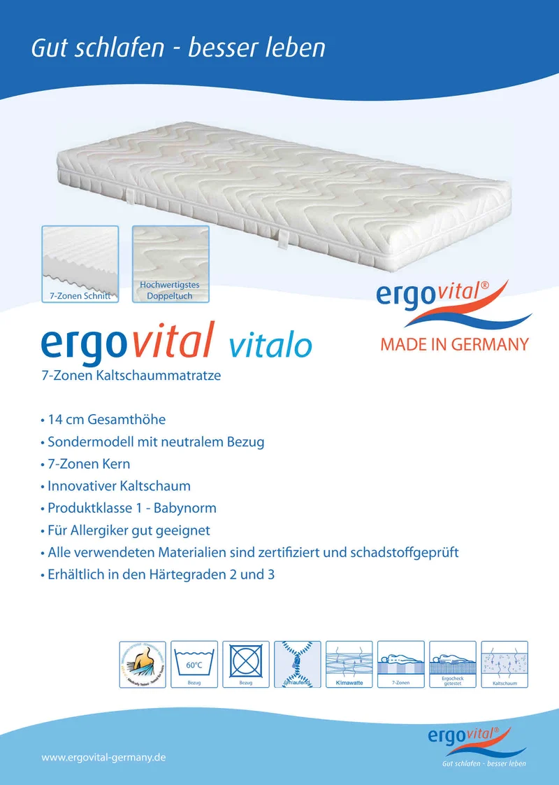 7 Zonen Matratze ergovital vitalo