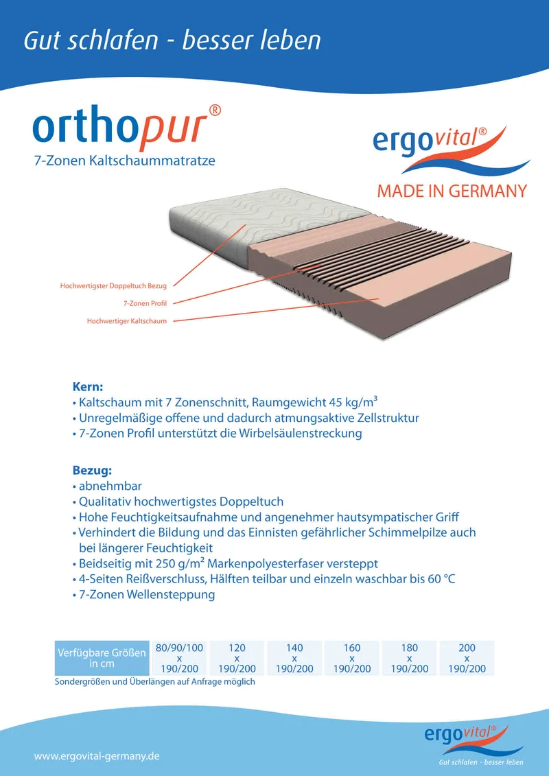 7 Zonen Matratze ergovital orthopur
