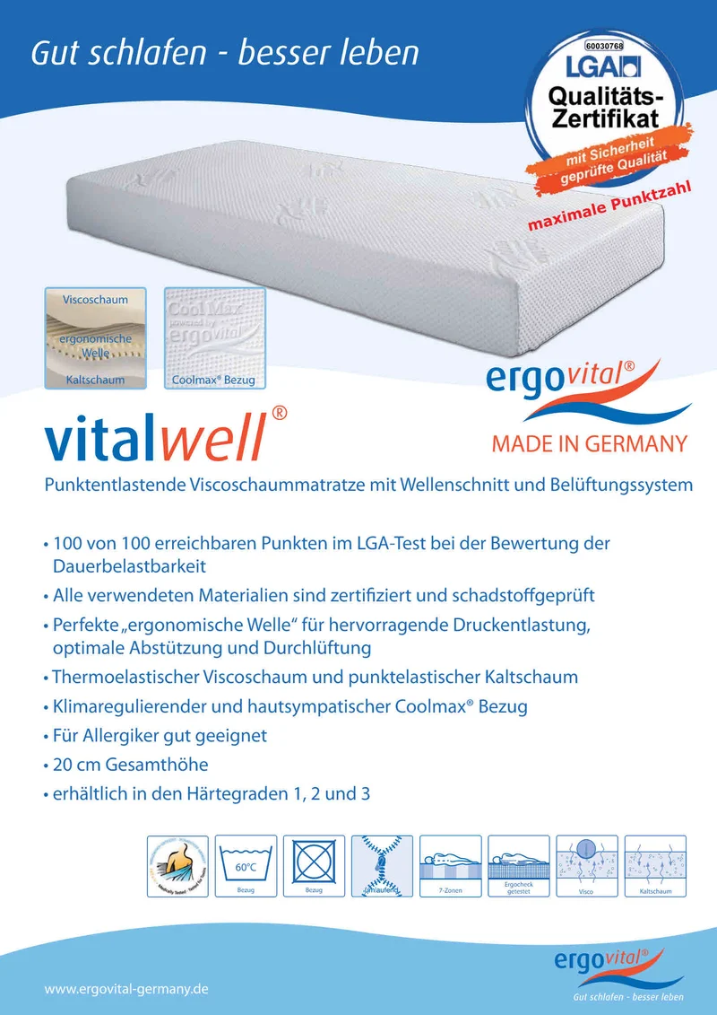 Visco Matratze ergovital ® vitalwell ®