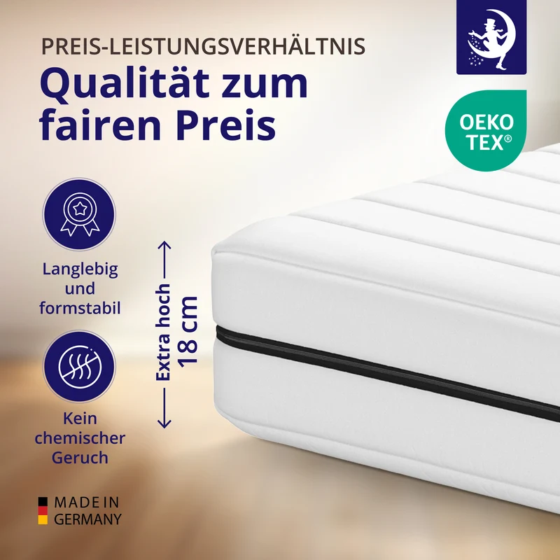 Flip Komfort 18 – Kaltschaummatratze H2/H3 mit 7-Zonen