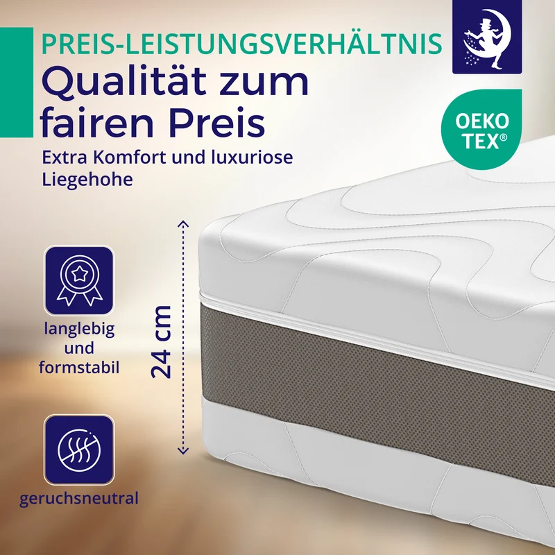 Taschenfederkernmatratze Komfort Plus 24 cm – H2