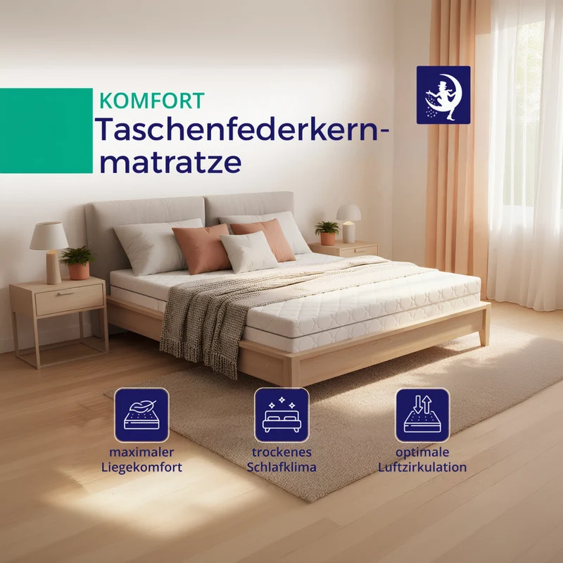 Taschenfederkernmatratze Komfort 21 cm – H2