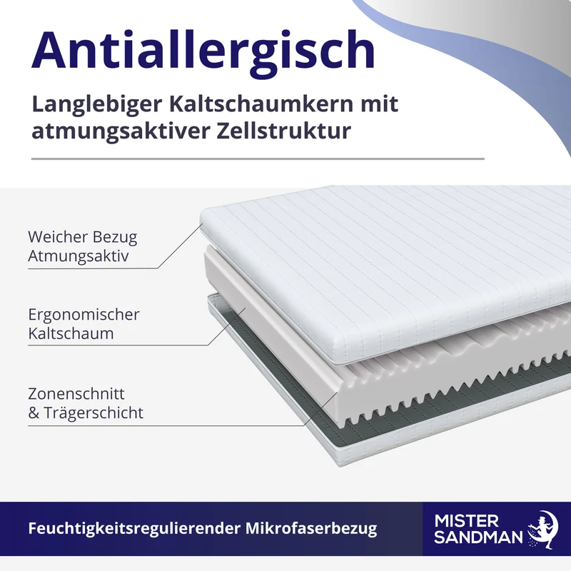 7-Zonen Matratze mit Mikrofaserbezug