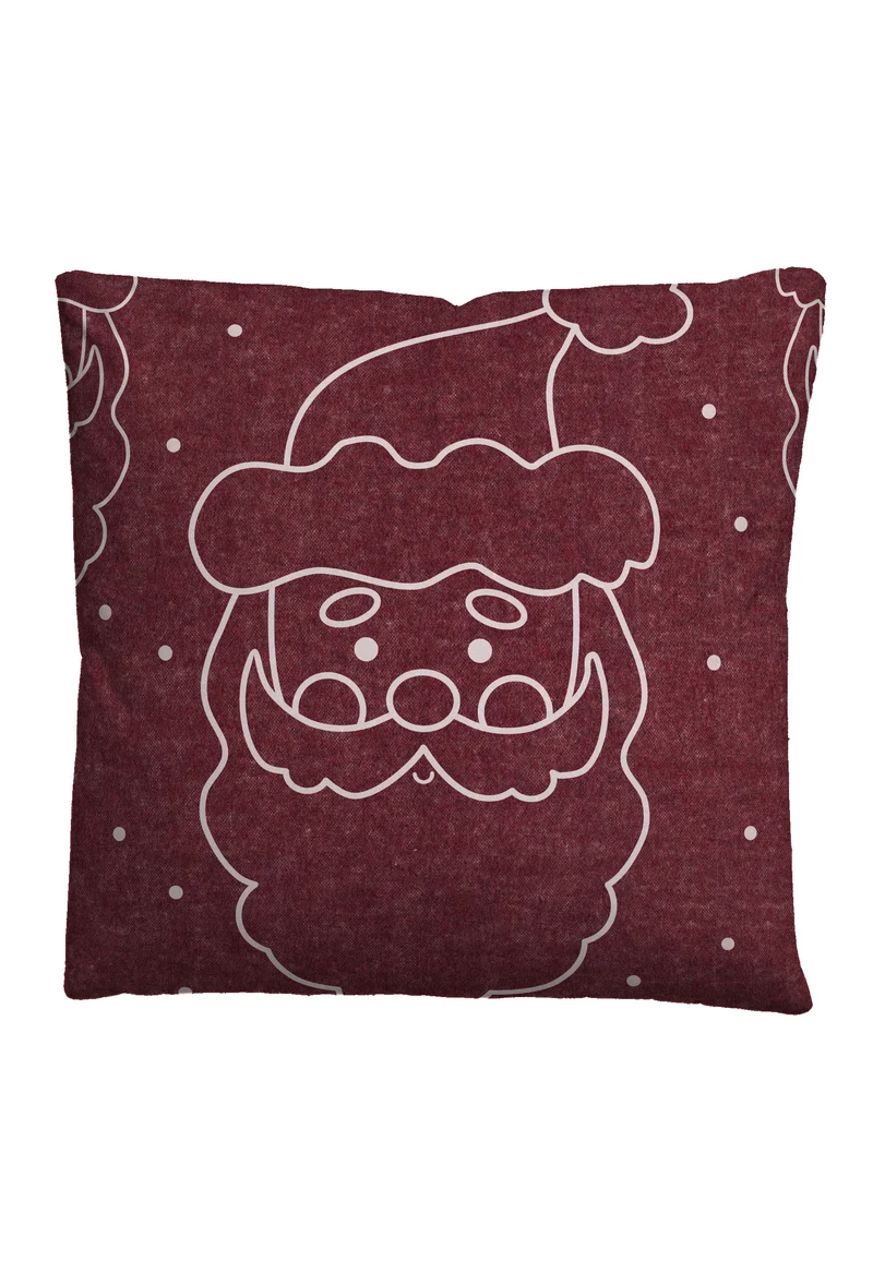 biberna Melange-Flanell Bettwäsche Weihnachtsmann – Titanium & Burgund (0840515)