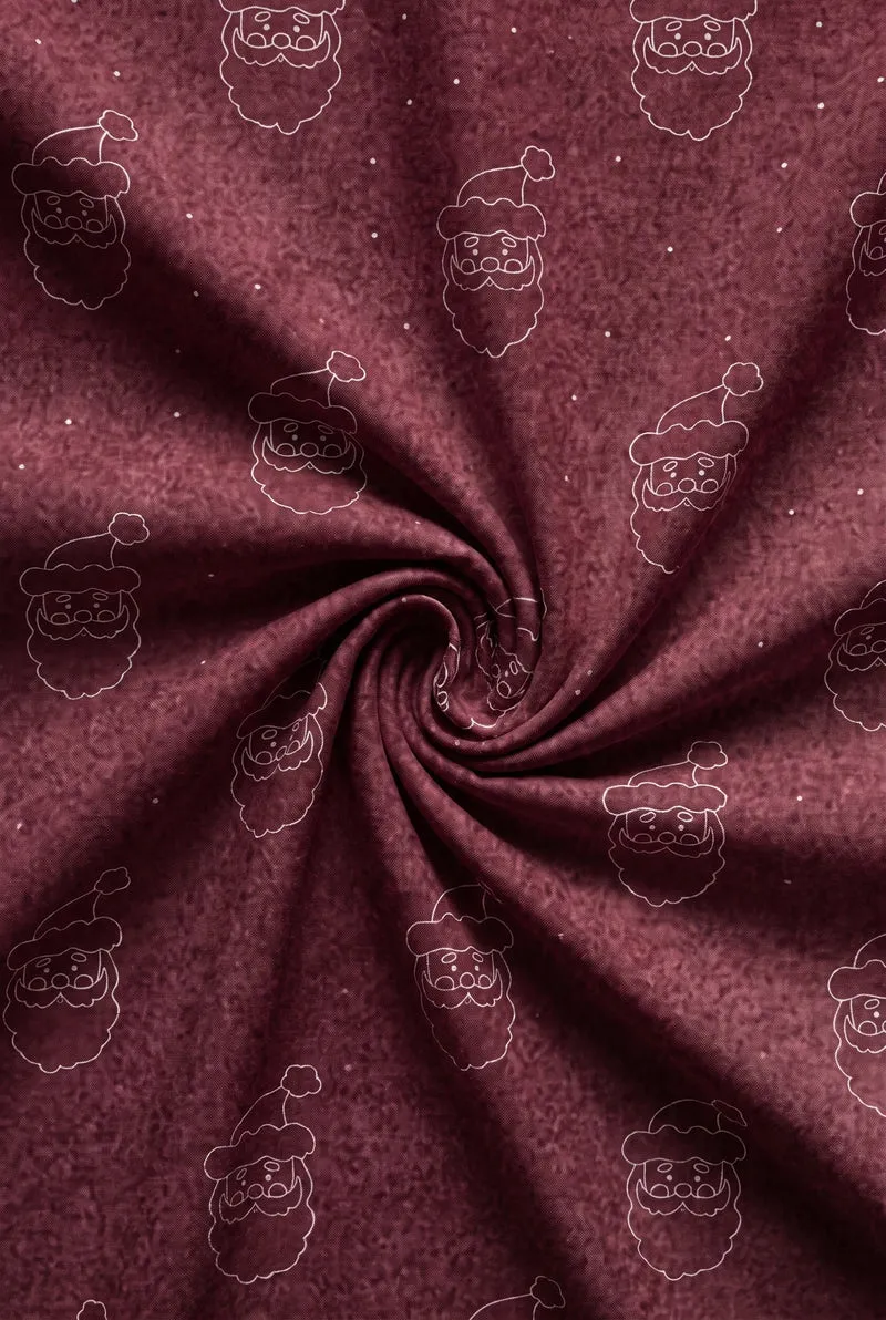 biberna Melange-Flanell Bettwäsche Weihnachtsmann – Titanium & Burgund (0840515)