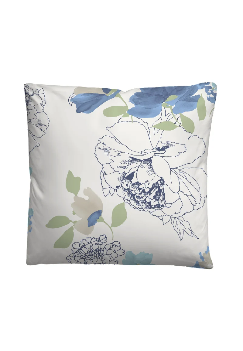 Castell Feinbiber Bettwäsche Flowerpower – Taubenblau (0030979)