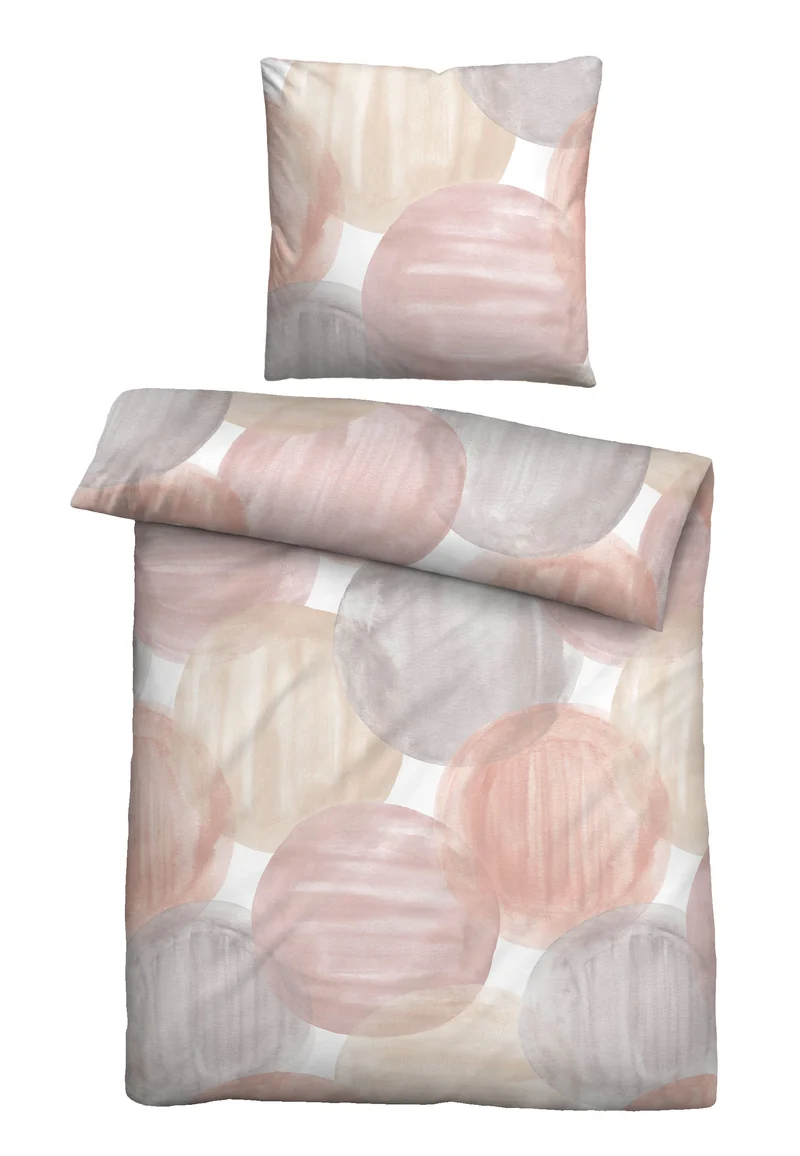 biberna Mako-Satin Bettwäsche Kreise – Gold (0614604)