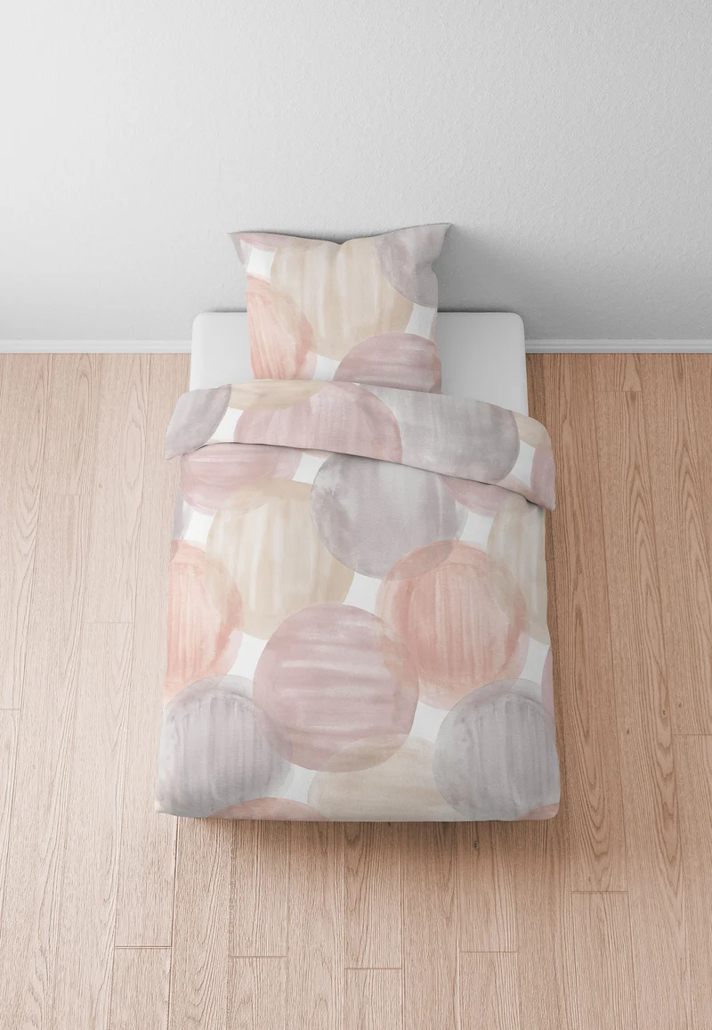 biberna Mako-Satin Bettwäsche Kreise – Gold (0614604)