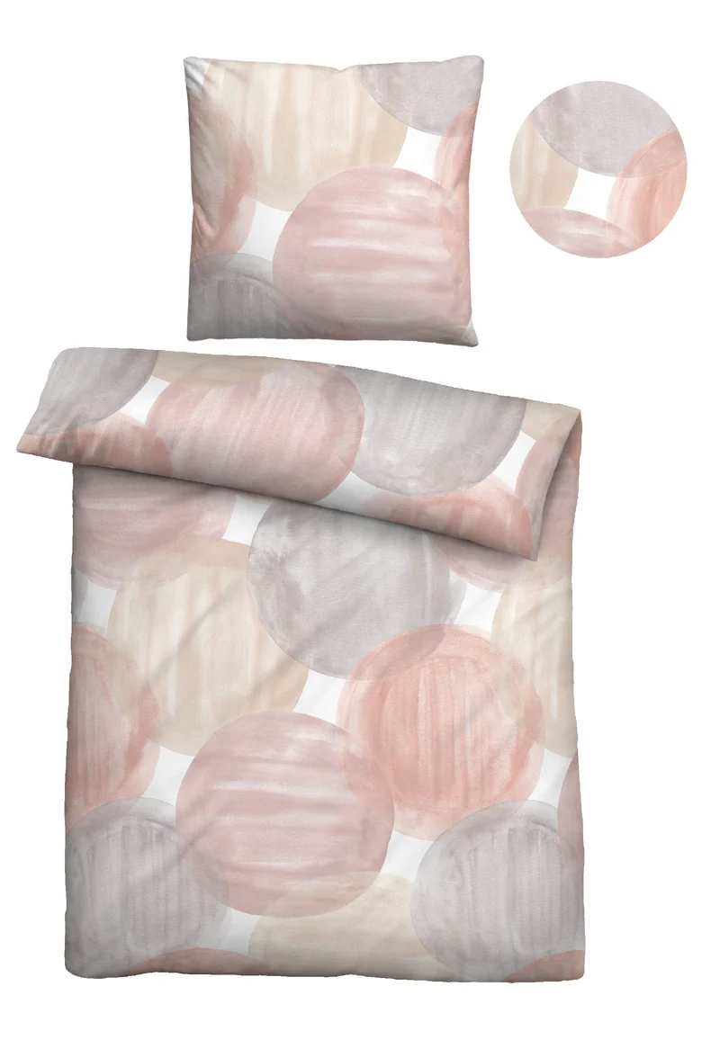 biberna Mako-Satin Bettwäsche Kreise – Gold (0614604)