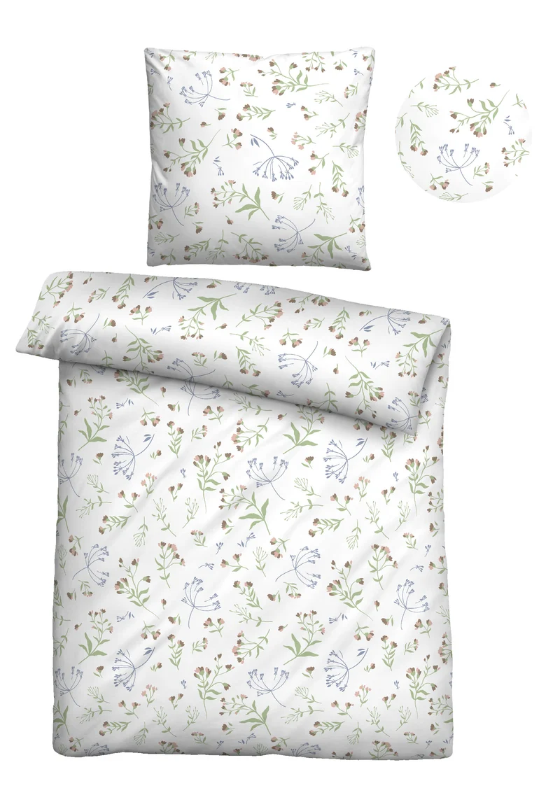 Castell Baumwoll Renforce Bettwäsche Blume Allover – Weiss (0040790)