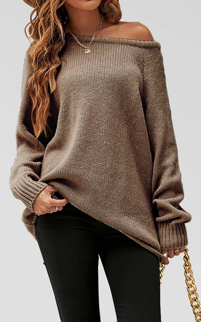 FS COLLECTION Strickpullover Bequemes Pulloveroberteil Pullover-Top – Strickwaren (Einheitsgröße: UK 8–14 / EU 36–44, 6 Farben : Dunkelbeige, Beige, Hellblau, Magenta, Marineblau und Rosa) 60 % Acryl, 40 % Polyester