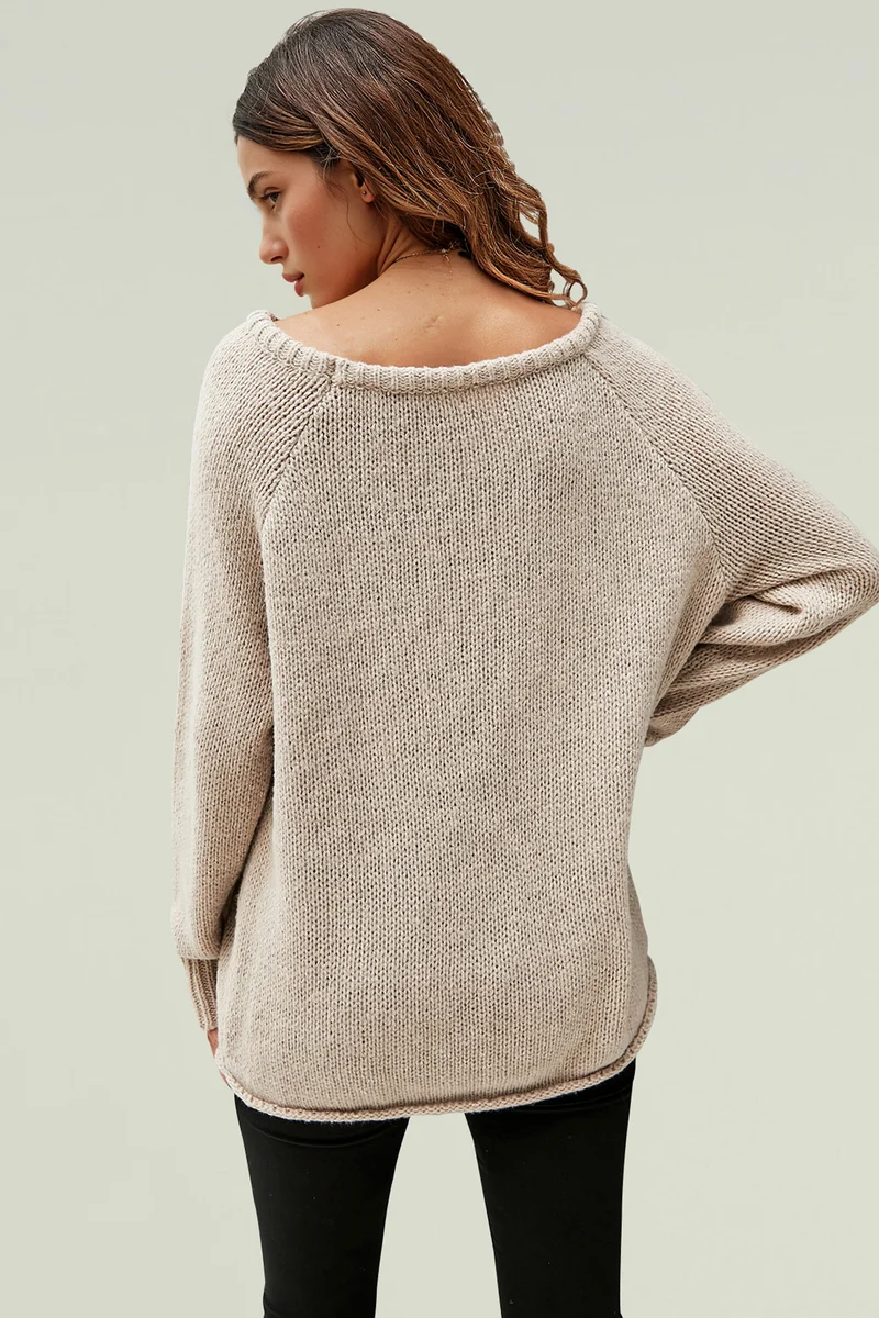 FS COLLECTION Strickpullover Bequemes Pulloveroberteil Pullover-Top – Strickwaren (Einheitsgröße: UK 8–14 / EU 36–44, 6 Farben : Dunkelbeige, Beige, Hellblau, Magenta, Marineblau und Rosa) 60 % Acryl, 40 % Polyester