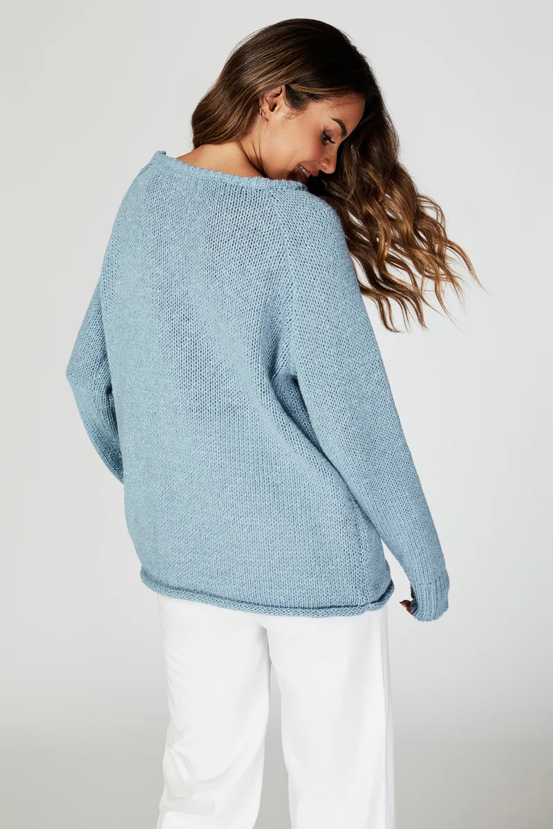 FS COLLECTION Strickpullover Bequemes Pulloveroberteil Pullover-Top – Strickwaren (Einheitsgröße: UK 8–14 / EU 36–44, 6 Farben : Dunkelbeige, Beige, Hellblau, Magenta, Marineblau und Rosa) 60 % Acryl, 40 % Polyester