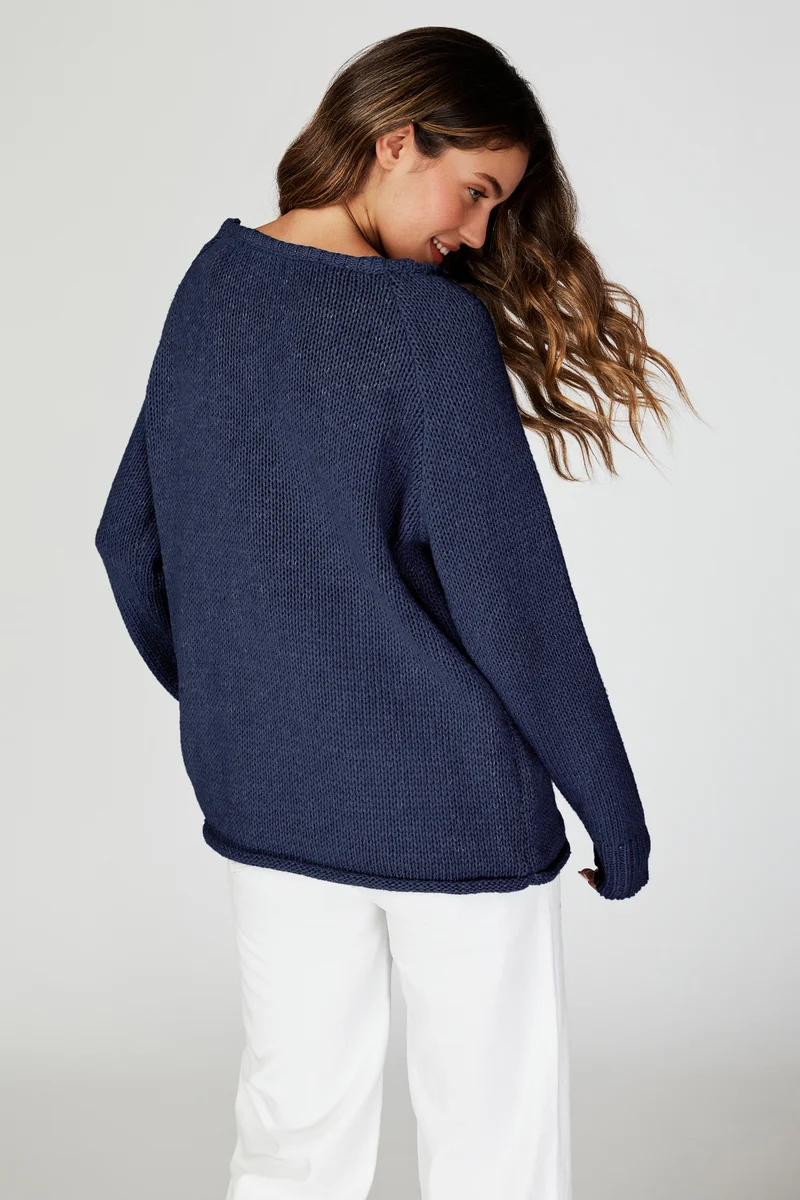 FS COLLECTION Strickpullover Bequemes Pulloveroberteil Pullover-Top – Strickwaren (Einheitsgröße: UK 8–14 / EU 36–44, 6 Farben : Dunkelbeige, Beige, Hellblau, Magenta, Marineblau und Rosa) 60 % Acryl, 40 % Polyester