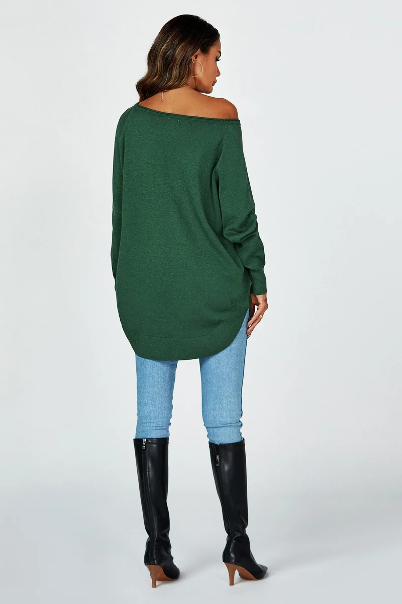 Longpullover Damen Longpullover Oversize Strickpullover für Herbst/Winter, Onesize (Einheitsgröße: UK 8–16 / EU 36–44, 4 Farben : Schwarz, Creme,Hellgrau und Dunkelgrün) 50 % Polyacryl, 30 % Polyamid, 20 % Polyester