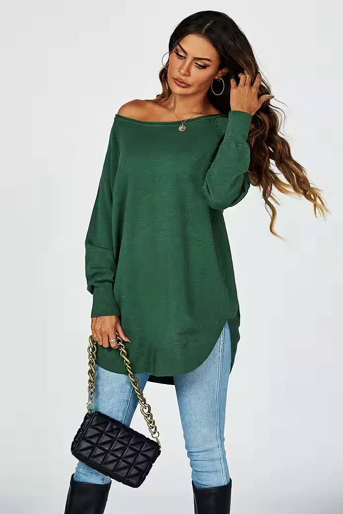 Longpullover Damen Longpullover Oversize Strickpullover für Herbst/Winter, Onesize (Einheitsgröße: UK 8–16 / EU 36–44, 4 Farben : Schwarz, Creme,Hellgrau und Dunkelgrün) 50 % Polyacryl, 30 % Polyamid, 20 % Polyester