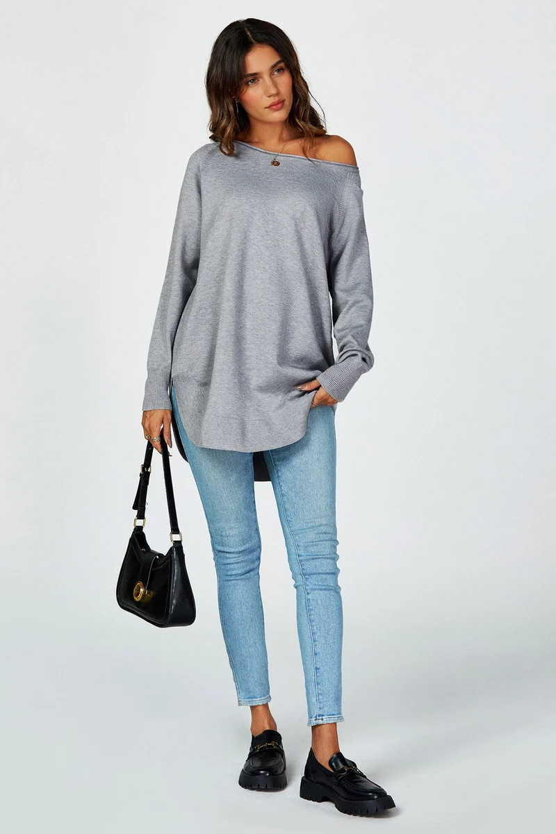 Longpullover Damen Longpullover Oversize Strickpullover für Herbst/Winter, Onesize (Einheitsgröße: UK 8–16 / EU 36–44, 4 Farben : Schwarz, Creme,Hellgrau und Dunkelgrün) 50 % Polyacryl, 30 % Polyamid, 20 % Polyester