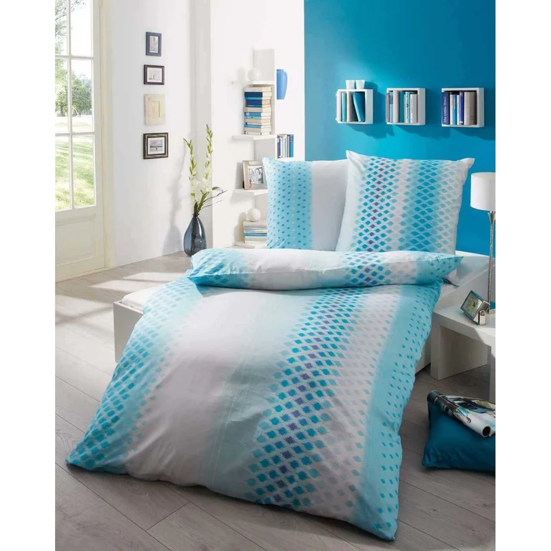 Kaeppel Mako Satin Bettwäsche Aqua Rauten Various