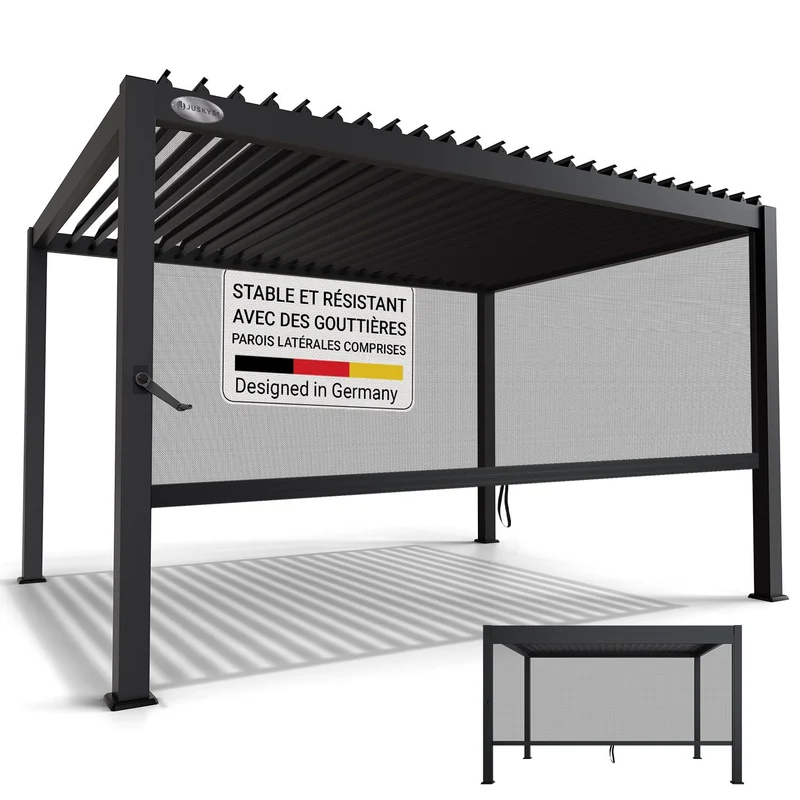 Lamellendach Tahiti 3 x 4 m inkl. 1x Seitenwand 4 m