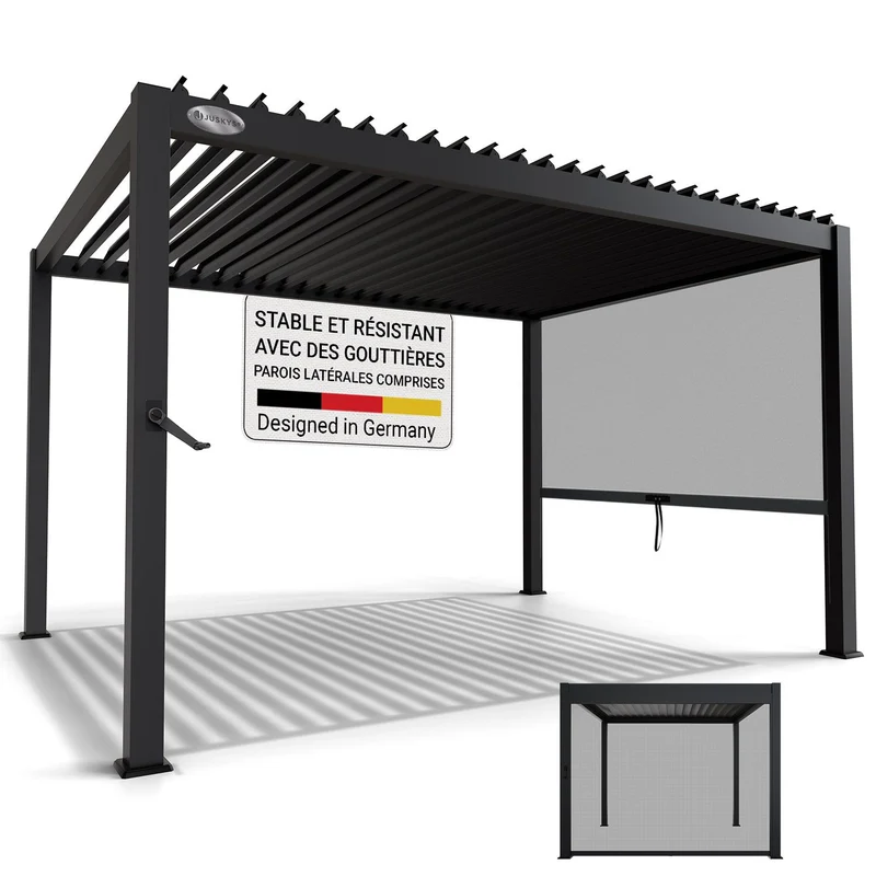 Lamellendach Tahiti 3 x 4 m inkl. 1x Seitenwand 3 m