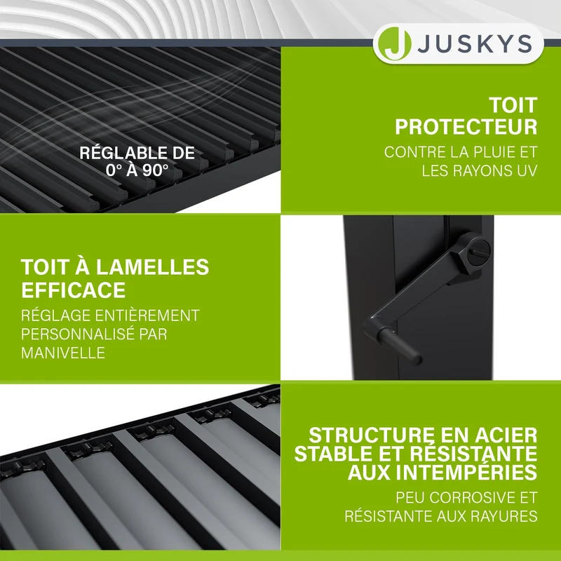 Lamellendach Tahiti 3 x 3 m inkl. 1x Seitenwand 3 m