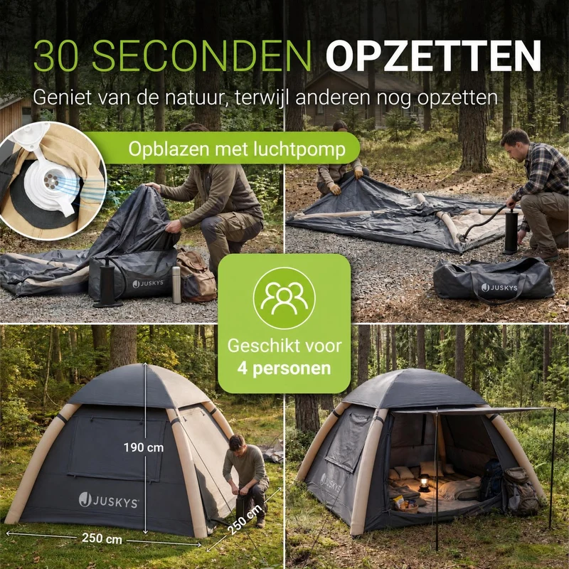 Campingzelt aufblasbar für 1-4 Personen
