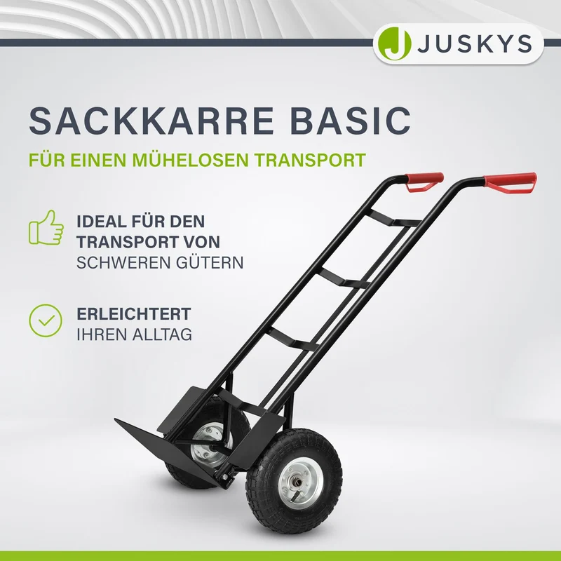 Sackkarre Basic in schwarz mit roten Griffen klappbar
