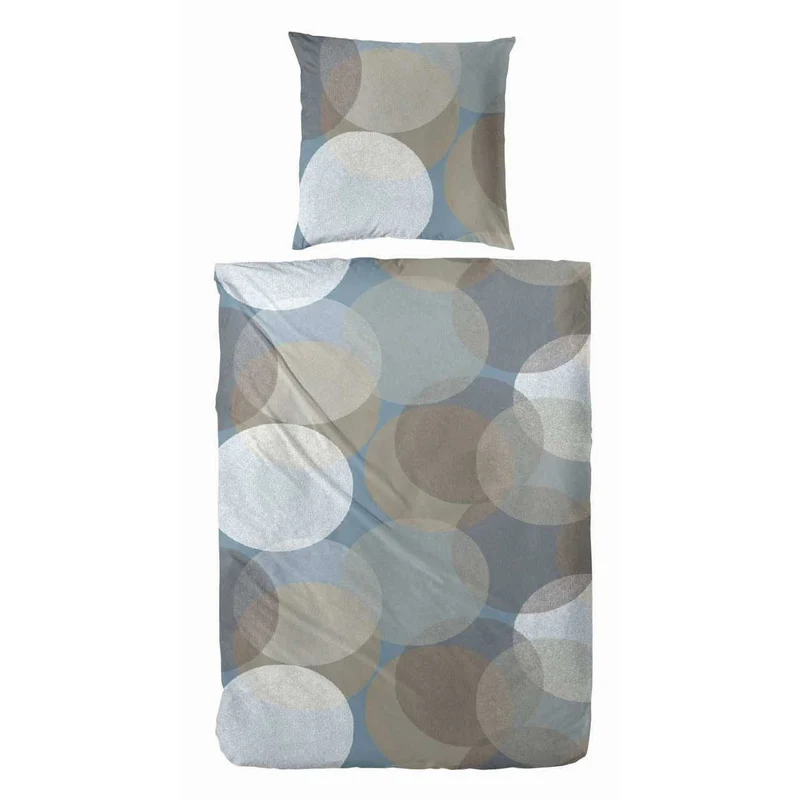 Hahn Soft Jersey Bettwäsche Kreise Blau Beige Weich