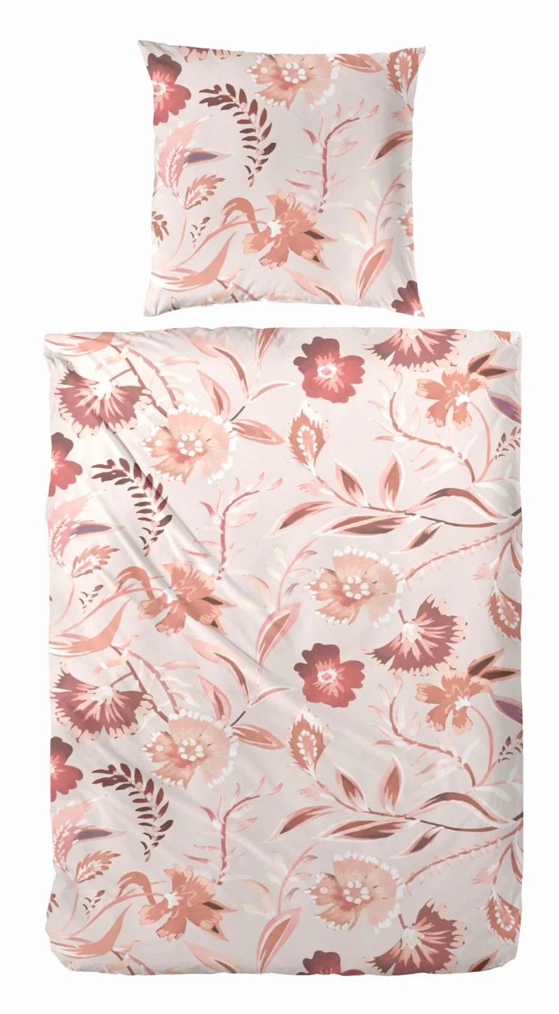 Hahn Pflegeleichte Ganzjahres Bettwäsche mit Blumen Print 135x200 cm + 80x80 cm