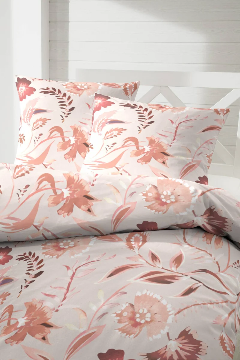 Hahn Pflegeleichte Ganzjahres Bettwäsche mit Blumen Print 135x200 cm + 80x80 cm